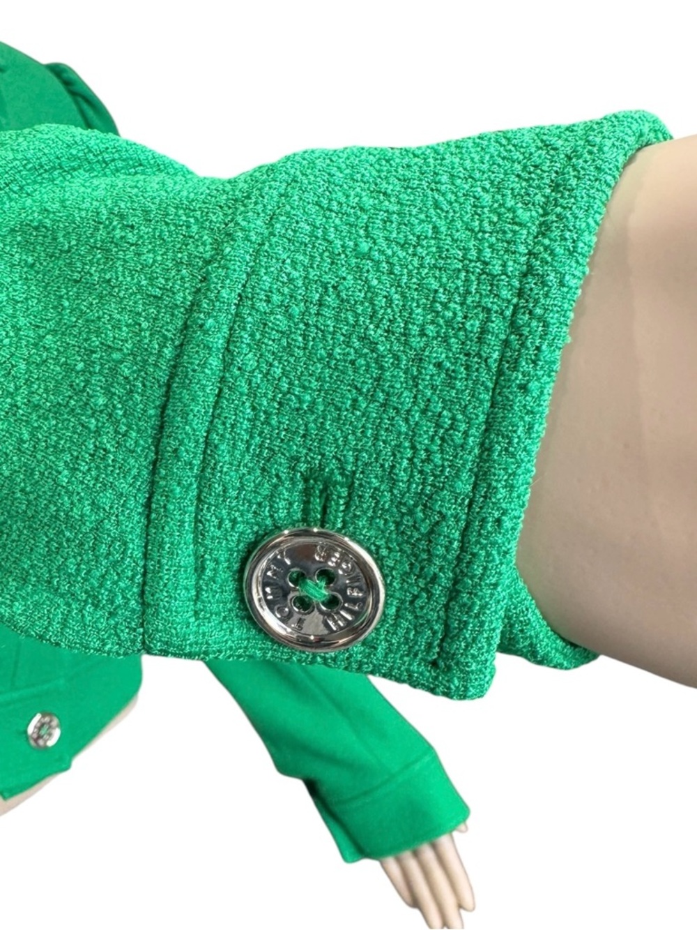 Tommy Hilfiger Long Sleeve Bright Green Cropped Button Jacket Size 6 - Picture 7 of 11